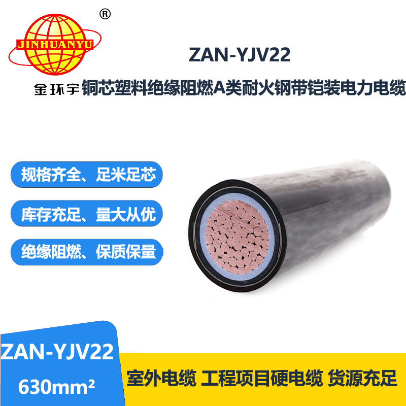 金環(huán)宇電線電纜 單芯鋼帶鎧裝電纜ZAN-YJV22-630 深圳阻燃耐火電纜